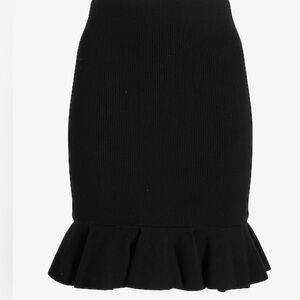 Express Black Ruffled Pencil Skirt